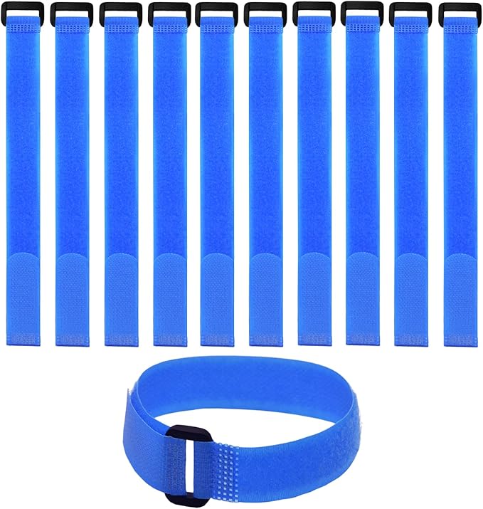 10 Pack (12 x 0.8 Inch) Reusable Fastening Cable Ties and Cable Straps Blue Color djustable Multi-Purpose Hook and Loop Straps Nylon Cable Ties Organizer Fastener Management Wire Straps