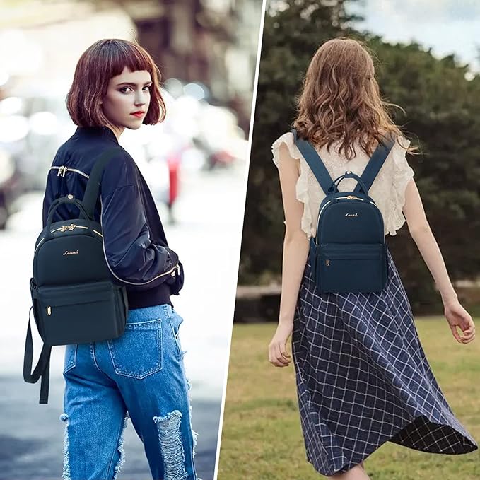 LOVEVOOK Mini Fashion Backpack for Women, Cute Small Backpack, Light Weight Daypack for Work Travel, College, Dark Blue