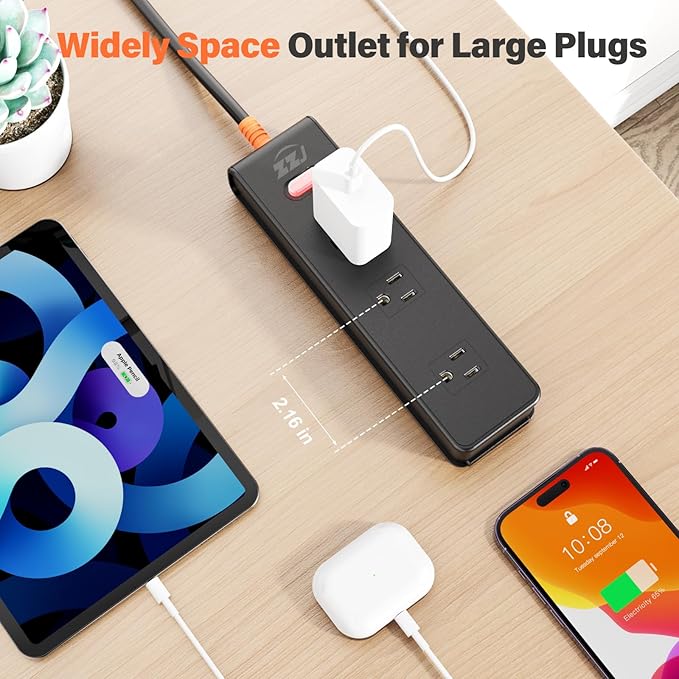 Outdoor Power Strip Weatherproof, IPX6 Waterproof Surge Protector with 3 Wide Outlets, 1625W/13A Overload Protection Switch, 6FT Extension Cord, Wall Mountable for Indoor Outdoor, UL FCC Listed