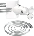Universal Adjustable Stainless Mount Bracket Outdoor Security Camera 360 Degree hoop Hose Clamp Pipe Poles Mount No-drill holes Compatible with Reolink/Nest/Arlo/Eufy/Wyze and other camera (White)