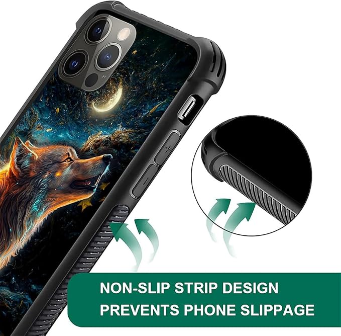 for iPhone 11 Pro Case, Star Cave Hungry Wolf Pattern Graphic Design Girl Boy Soft Silicone Hard Acrylic Shock Protection for iPhone 11 Pro