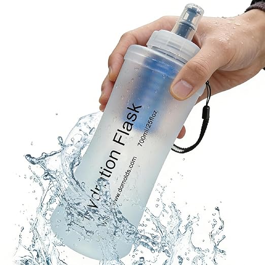 AXEN Collapsible Water Bottle with Filter System, Soft Hydration Flask for Trail Running, Camping, Hiking, Cycling, 700ml Clear