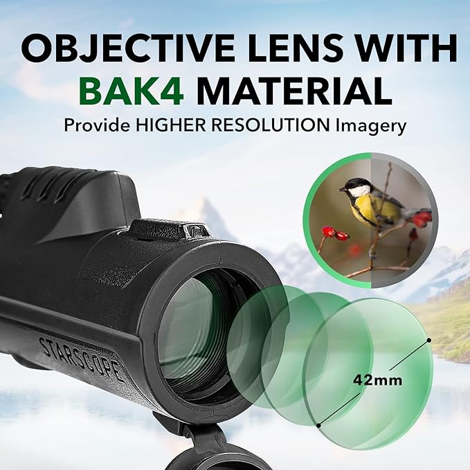STARSCOPE Monocular G3 - Long-Range 10x42 High Powered Monocular | Small Monoculars for Bird Watching, Hunting, Sports, and More | Monoculars for Adults with BAK4 Prism