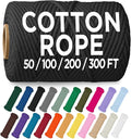 TECEUM Cotton Rope 3/16” (5 mm) – 300 FT – Strong All-Purpose Braided Rope – Natural Cotton – for Crafting, Сamping, Clothes Line, DIY, Indoor & Outdoor Use – Black