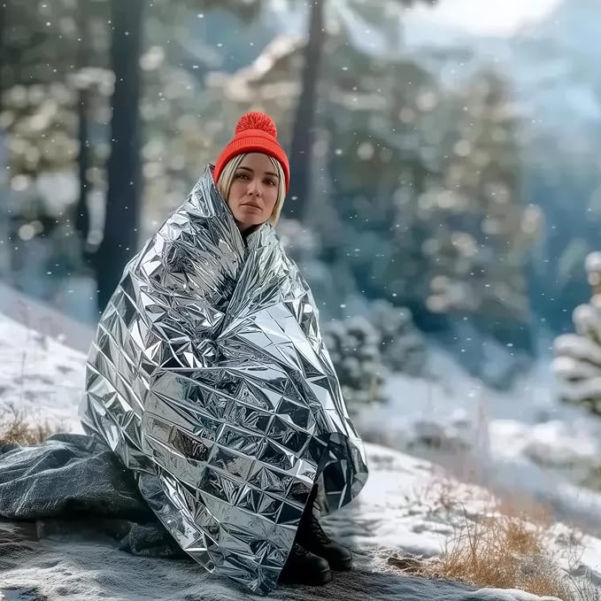 Altland 4 Pack of Emergency Blankets - Heat Reflective Blankets for Winter Survival Kits, Disaster Preparedness, Cold Weather Camping, and Homeless Care Packages