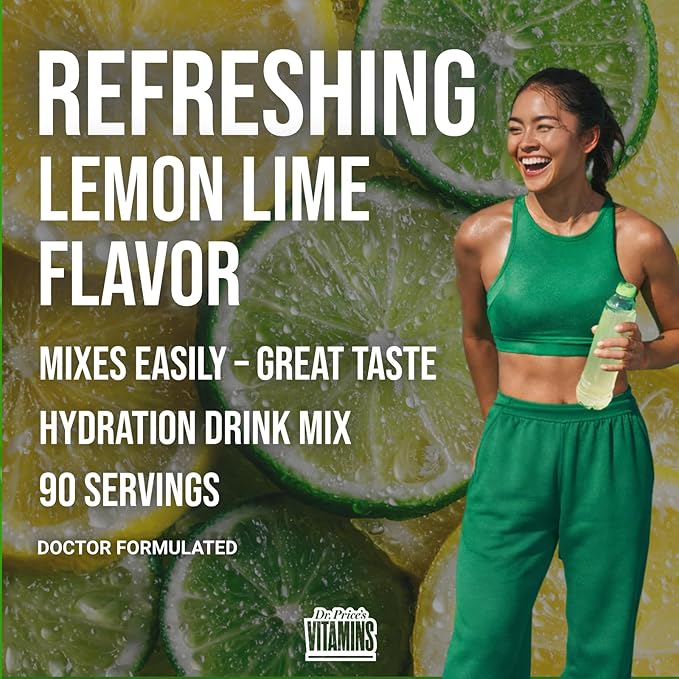 Dr. Price’s Electrolytes Powder Bulk – Lemon Lime, 90 Servings | Sugar Free Hydration Drink Mix with 72+ Trace Minerals, Manganese | Keto Electrolytes | Vegan, Doctor-Formulated, Made in USA