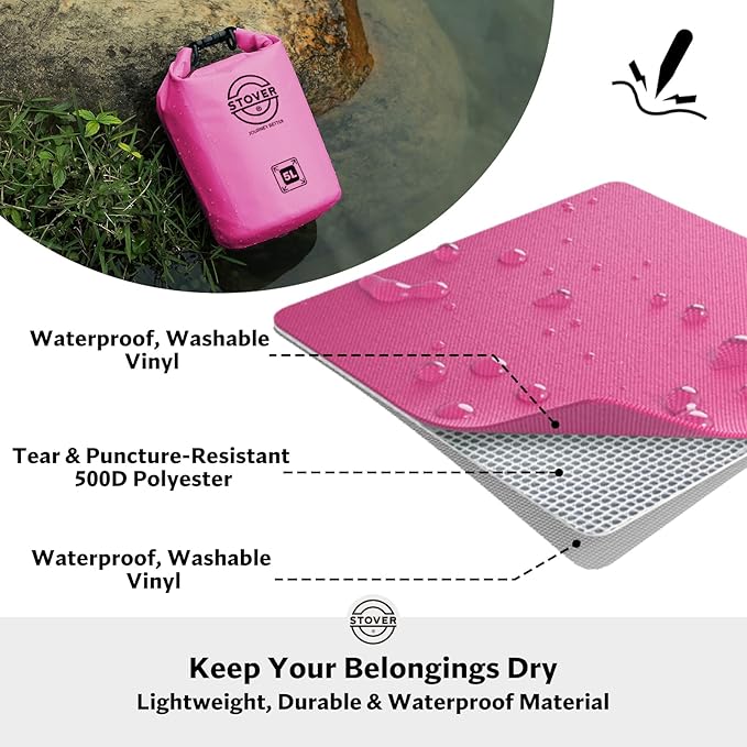 STOVER 5/10/25/30/40/55L Waterproof Dry Bag- Roll-Top Backpack w/Phone Case- Kayaking, Hiking, Camping, Boating- Men/Women