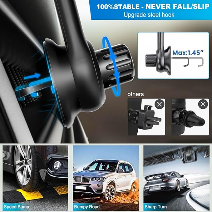 Car Vent Clip for Car Mount [Never Blocking] Universal Car Phone Holder Mount Vent Clip Replacement, 17mm Ball Joint Air Vent Clip for Car Fits Most Car Phone Holder and Wireless Car Charger