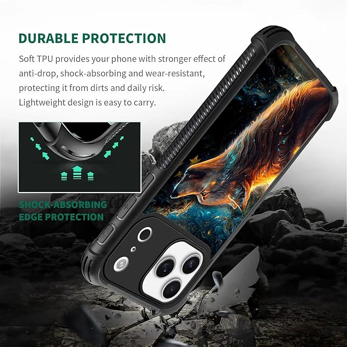 for iPhone 17 Pro Max Case,for MagSafe Graphic Design for Girl Boy Soft Silicone Hard Acrylic Shock Protection Designed for iPhone 17 Pro Max Star Cave Hungry Wolf Pattern