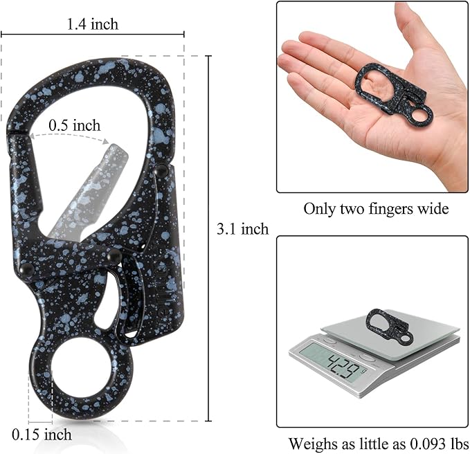 Ahiller Carabiner Clip, Double Anti-Misopening Locking Design, 3" Zinc Alloy Heavy Keychain for Outdoor Camping Hiking, Key Ring Clip