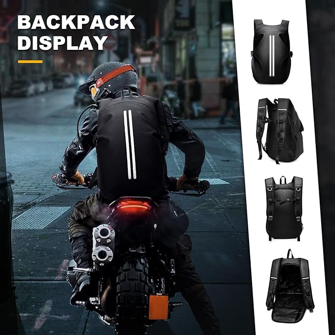 Motorcycle Helmet Backpack, Waterproof Riding Backpacks for Men, Motorcycle accessories, Motorbike Riding Bags, Bikers backpacks, Large Capacity Soft Shell Backpack
