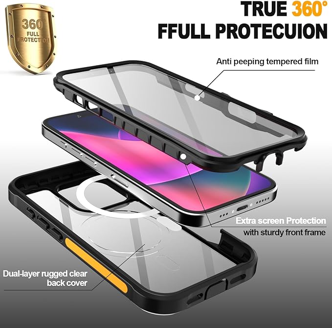 AICase Magnetic for iPhone 16 Pro Max Case Compatible with Magsafe,360 Fullbody [Dustproof Design] Built-in 9H HD Tempered Glass Screen&Lens Protector,Shockproof Heavy Duty Rugged Phone Cover 6.9"