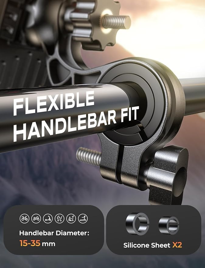 Zewdov Motorcycle Phone Mount [Secure Grip][Anti-Drop], Upgrade Bike Phone Holder [1s Stable Lock], 360° Rotatable Phone Holder for Mountain Bike/ATV, Fits for iPhone/Samsung 4.7-6.9", Screw Mount
