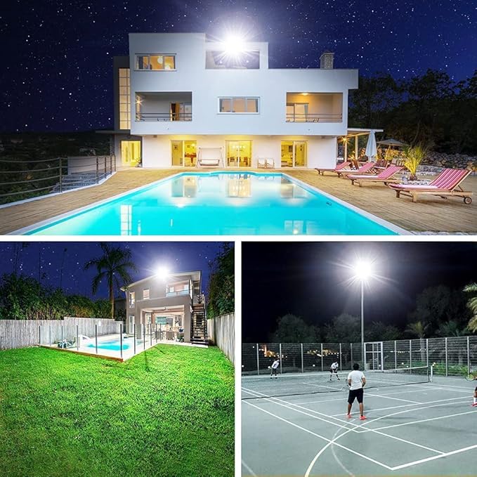 YANYCN 2 Pack 800W LED Flood Light Outdoor,3750W Equivalent Super Bright FloodLight with Plug,88500LM 5000K Daylight White IP66 Waterproof Commercial Lighting for Sports Fields,Counts,Arena,Stadium
