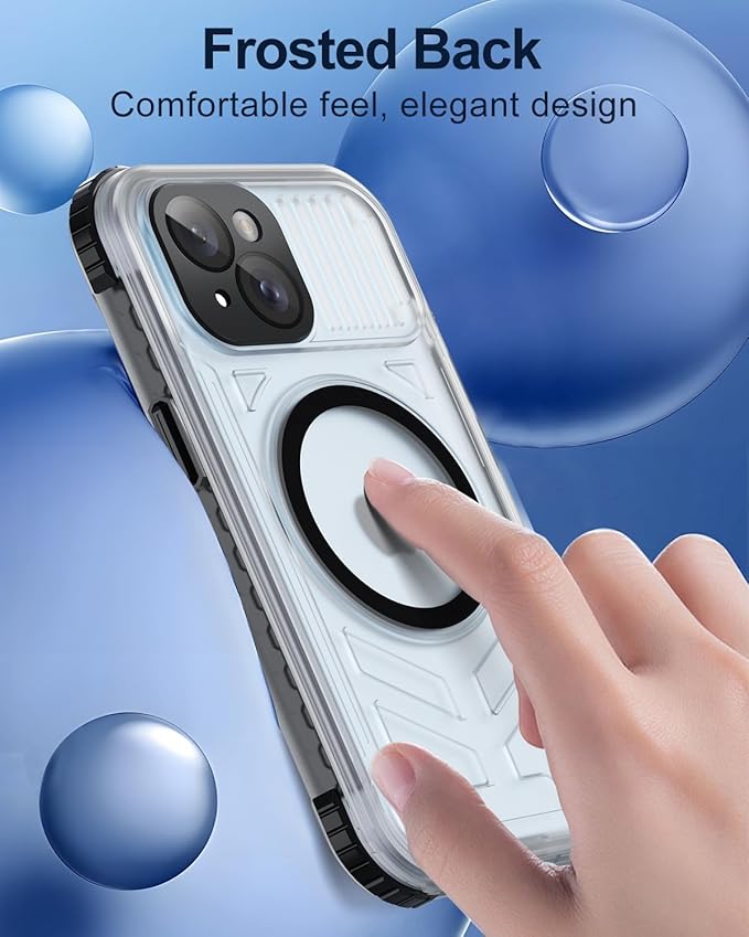 for iPhone 15 Waterproof Case with Magsafe, Built-in [Camera & Screen Protector] [Lanyard], IP68 Water Proof Full Body Dustproof Heavy Duty Frosted Protective Phone Cover, 6.1" Black