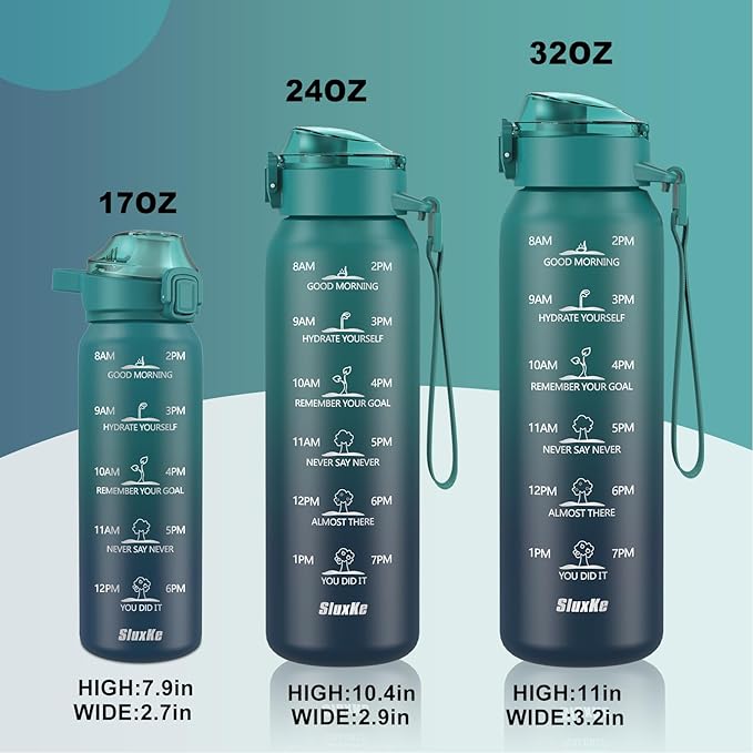 SLUXKE 17oz Insulated Water Bottle with 2Lids(Straw Lid & Spout Lid), 500ml Stainless Steel Water Bottle Double Walled Leakproof, Reusable Metal Bottle Keep Cold & Hot for Men, Women BLUE BLUE