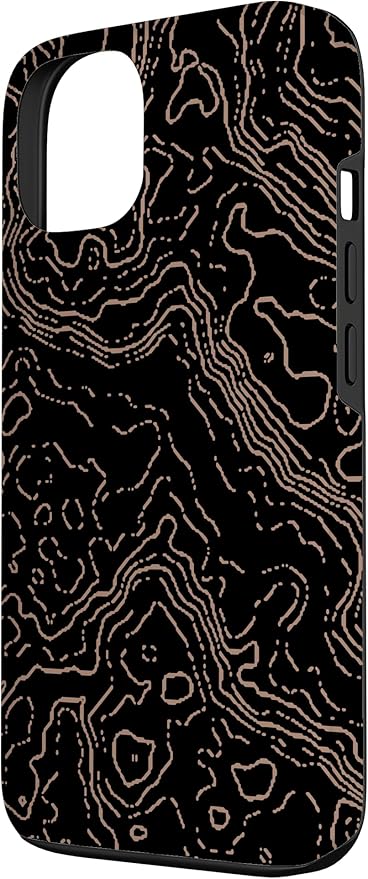 Topography Black & Brown Abstract Pattern Topographic Map Case for iPhone 13
