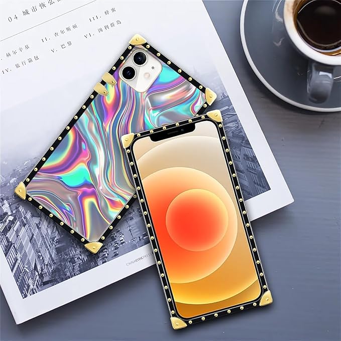 Compatible with iPhone 11 Case, Holographic Abstract Iridescent Textures Luxury Golden Decoration for Girl Women Soft TPU Shockproof Protective Hard PC Back for iPhone 11