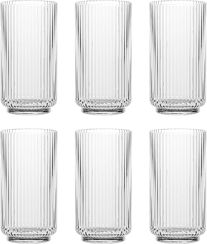 Abode Homewares Mesa 22 oz Durable Acrylic Jumbo Drinking Glasses, Shatter-Resistant and Dishwasher-Safe Indoor/Outdoor Drinkware, Ideal for Water, Iced Tea, Juice, and Cocktails - Clear - Set of 6