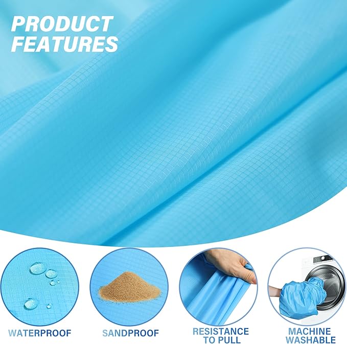 Famstar Beach Blanket Oversized Extra Large 10'X 9',Waterproof Sandproof Beach Blanket 2-8 Adults Lightweight Durable for Travel Camping Hiking Picnic