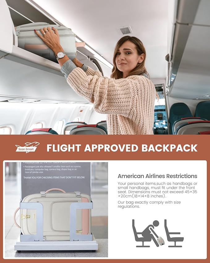 LOVEVOOK Travel Backpack For Women Flight Approved, 50L Carry On Backpack, Personal Item Travel Bag for Airplanes, Business Weekender Fit 18 Inch Laptop, Waterproof Overnight Daypack with 3 Cubes