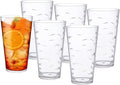 KLIFA- CHARLESTON- 19 oz, Set of 6, Acrylic Fishing Highball, School of Fish Drinking Glasses, BPA-Free, Stackable Plastic Drinkware, Dishwasher Safe Cups, Clear