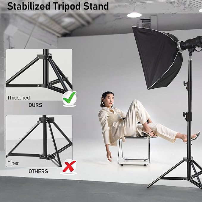 Photography Light Stand, 110"/9.2ft/280cm Portable Reverse Folding Tripod with Travel Bag Aluminum Heavy Duty for Camera,Video,Softboxes,Umbrell,Wedding Outdoor Video Shooting （2 Pack）