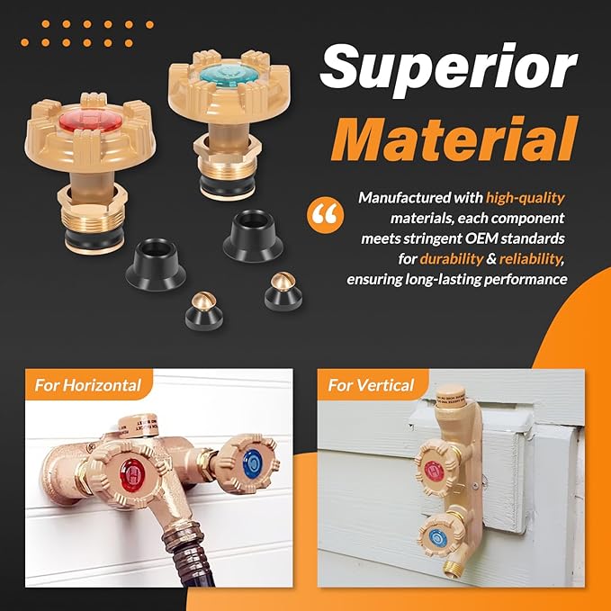 RK-22MH Repair Kit Metal Handle Replacement for Woodford Model 22 and V22 Outdoor Wall Faucets, Round Handle (18Pcs)