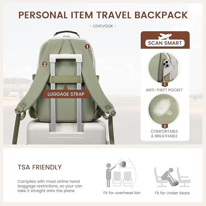 LOVEVOOK Laptop Backpack for Women with Pouch Pocket for Large Capacity Cup,17 Inch Teacher Nurse College Work Backpack Purse,Waterproof Laptop Bag Computer Back Pack for Travel, Beige-Green-Black