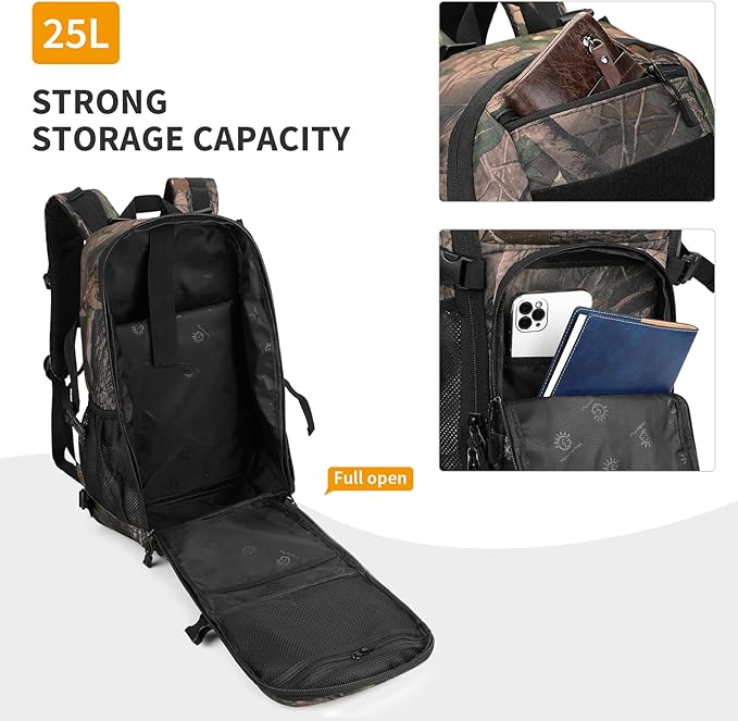 HUNTVP Tactical Backpack Military MOLLE Backpack Hunting Rucksack Gear Assault Pack 25L WR