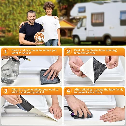 WELLUCK RV Roof Sealant Tape Camper Roofing Repair Tape, 6 Inch X 50 Foot Natural White RV Tape for Roof Repair Camper Trailer Boat Sealing Leak Repair, UV & Waterproof