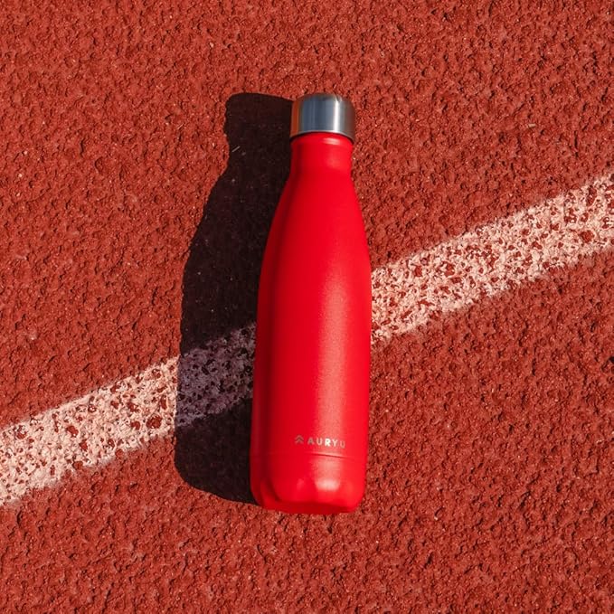 Triple-Walled Insulated Stainless Steel Water Bottle, 17oz Capacity, Keeps Drinks Cold for up to 24 Hours and Hot for up to 12 Hours, Leak Proof, BPA-Free, Red