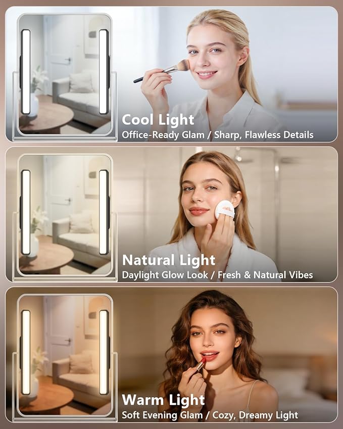 WILLED 5W Vanity Lights for Mirror with Remote Control,Magnetic Stick on Mirror Lights,Adjustable Color Temperatures Magnetic Light Bar for Mirror,Makeup Light for Bedroom, Bathroom(2 Pack)