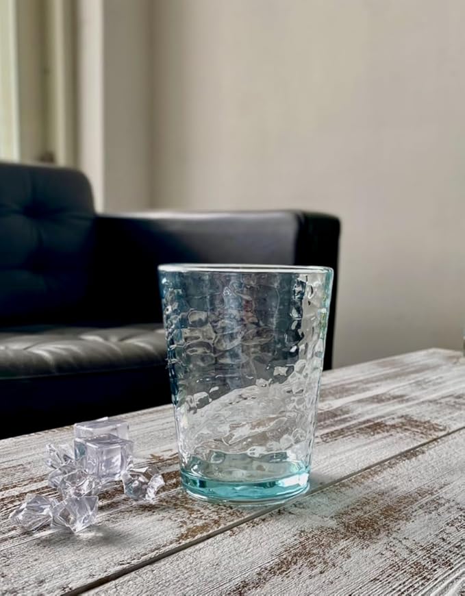 KLIFA- NICE- 14.7 ounce, Set of 6, Acrylic Tumbler Drinking Glasses, BPA-Free, Stackable Plastic Drinkware, Dishwasher Safe Cups, Light Teal