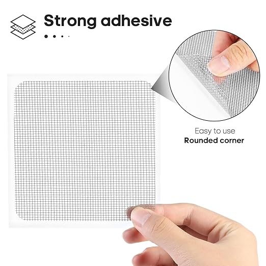 Secopad 28 Sheets Window Screen Patches Repair Kit, Grey/Black 3 Sizes Window Screen Repair Kit for Mesh Screen Door, Strong Adhesive Fiberglass Quick Screen Repair Tape