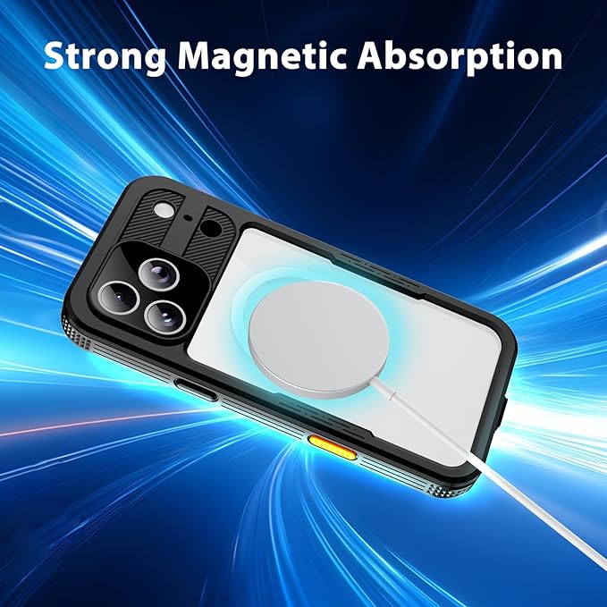 Waterproof Phone Case Compatible with iPhone 17 Pro, IP68 Waterproof Shockproof Dust-Proof Phone Case with Built in Screen Protector, Full Body Protective Case (Black, 17 Pro)