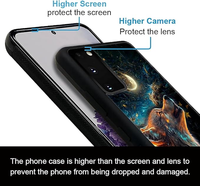 for Samsung Galaxy S20 Case, Star Cave Hungry Wolf Pattern Graphic Design Girl Boy Soft Silicone Hard Acrylic Shock Protection for Samsung Galaxy S20