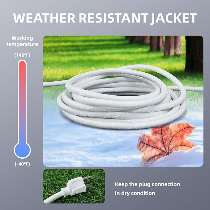 EP 25 Ft Outdoor Extension Cord - 16/3 SJTW White Electrical Cable with 3 Prong Grounded Plug