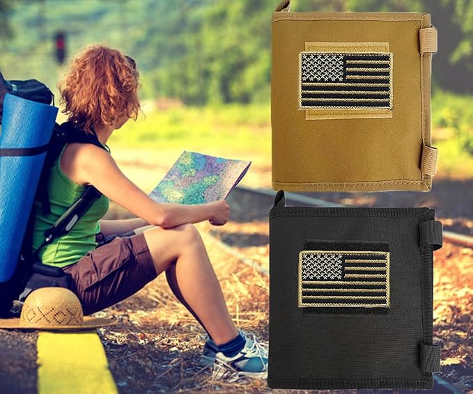 Tactical Map Case Multifunctional Map Pouch with Pen EDC Tool Holder Map Protector Foldable Map Storage Bag with Clear Window for Reading Map while Outdoors or Hiking (CP)