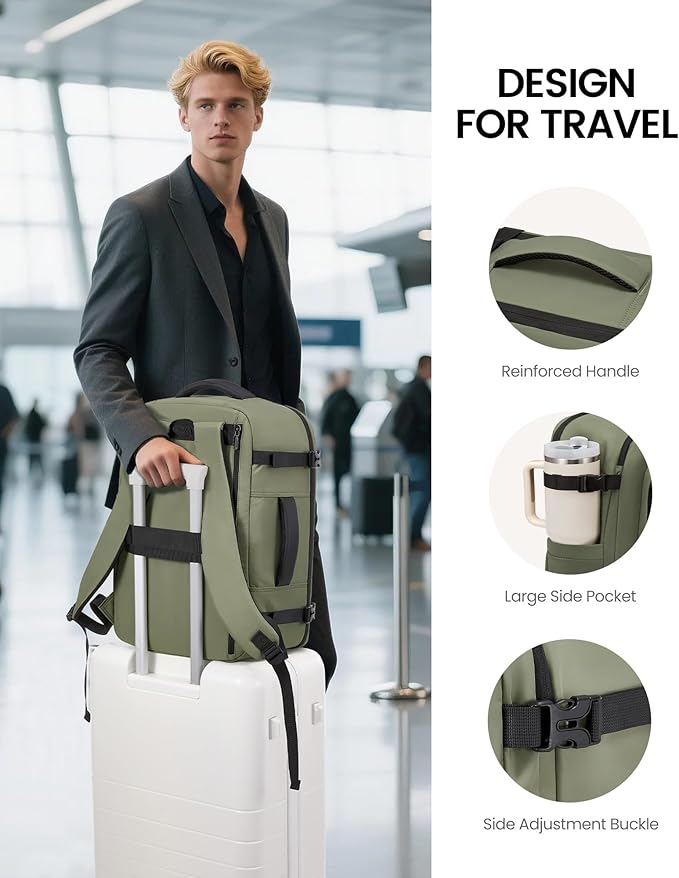 LOVEVOOK Travel Backpack for Women Men with Garment Bag, 40L Carry on Backpack as TSA Personal Item Flight Approved, Luggage Daypack Fits 17.3" Laptop, Overnight Business Weekender Travel Essential