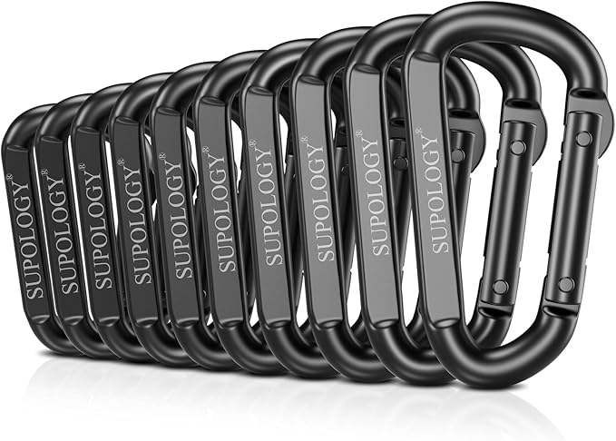 Carabiner Clips, 900 LBS 2.5" Iron Heavy Duty Caribeaners for Hammocks, Camping Accessories, Hiking and Gym, D Shaped Spring Hook Small Carabiners for Dog Leash, Key Ring