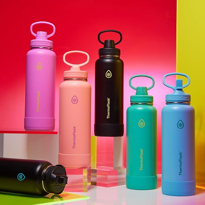 ThermoFlask 40 oz Double Wall Vacuum Insulated Stainless Steel Water Bottle with Spout Lid, Shocking Pink