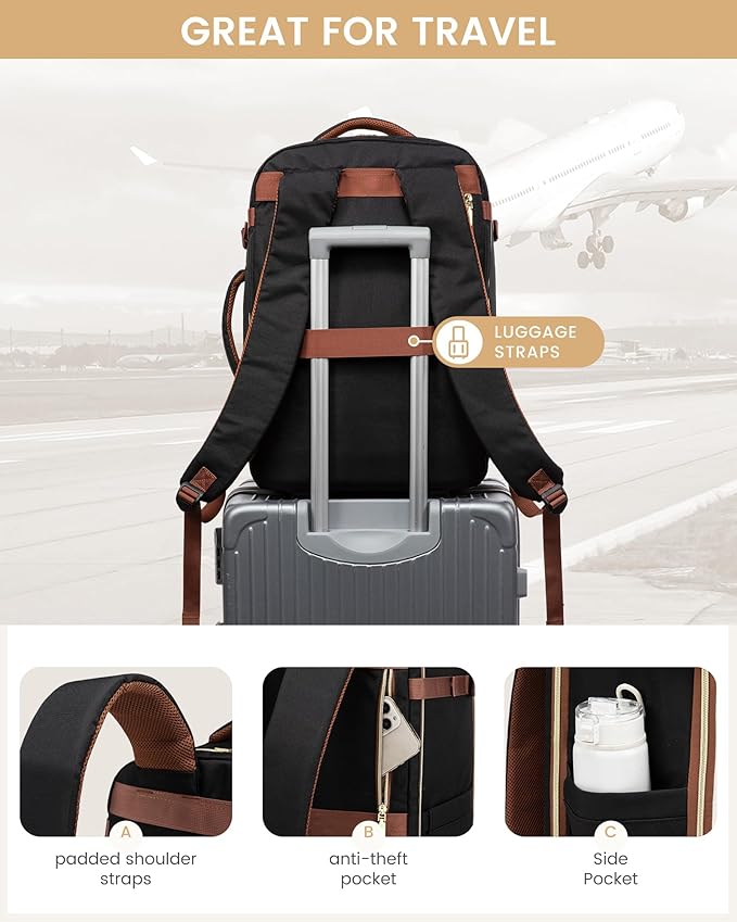 LOVEVOOK Travel Essentials Carry on Backpack 40L Travel Backpack for Women Men,Waterproof TSA Personal Item Travels Bag Airline Flight Approved,Large Carry on Luggage Laptop Backpack with Packing Cube