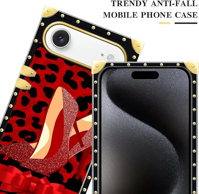 for iPhone 17 Air Case Luxury Golden Decoration for Girl Women Soft TPU Shockproof Protective Hard PC Back for iPhone 17 Air Crazy Pattern Elegant High Heels
