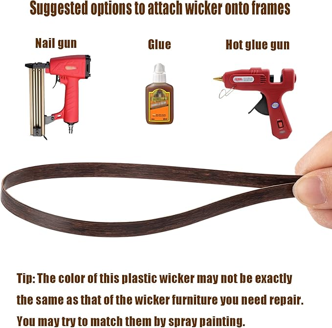 Wicker Repair Kit, Mottled Dark Brown, Polyethylene Material for Patio Furniture Repair, 130ft, High Strength