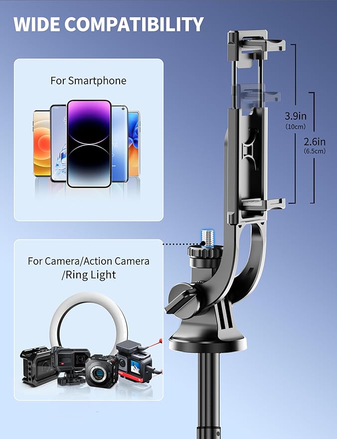 Aluminum 71" Phone Tripod, Travel Tripods for iPhone with Remote, Extendable Cell Phone Selfie Stick Tripod Stand Compatible with iPhone 17/16/15/14/13/Android/Camera