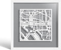 O3 Design Studio Washington D.C. Cut Map Framed, White map, White Frame, 9x9 inches, Paper Cutting Art Work, Gift Boxed, 4 Background Color, self-Changing, Wall Art