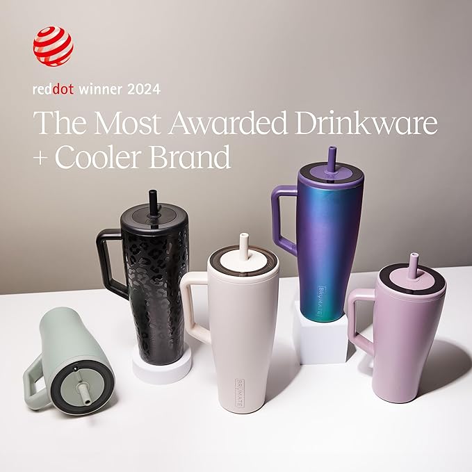 BrüMate Era 40 oz Tumbler with Handle and Straw | 100% Leakproof Insulated Water Bottle Tumbler with Lid and Flexible SoftSip Straw | Made of Stainless Steel | Cup Holder Friendly | 40oz (Rose Taupe)
