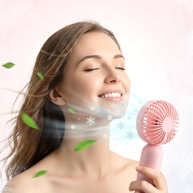 Rossesay 48 Pcs Mini Portable Fan Bulk Cute Handheld Lightweight Small Little Personal Hand Eyelash Fan 3 Speeds USB Rechargeable for Women Men Indoor Outdoor Makeup Travel (Pink)