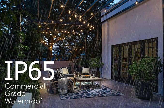 Sunlitec Solar String Lights Waterproof LED Indoor/Outdoor Hanging Umbrella Lights with 25 Bulbs - 27 Ft Patio Light for Deckyard Tents Market Cafe Gazebo Porch Party Decor (25 Light Bulb)